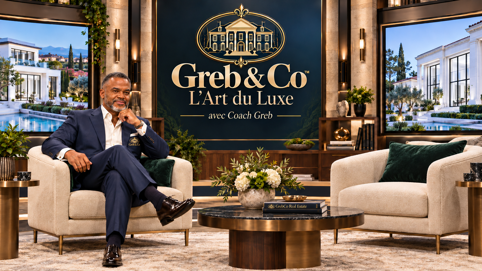 Concept du plateau Greb & Co Real Estate, The Art of Luxury — avec Coach Greb