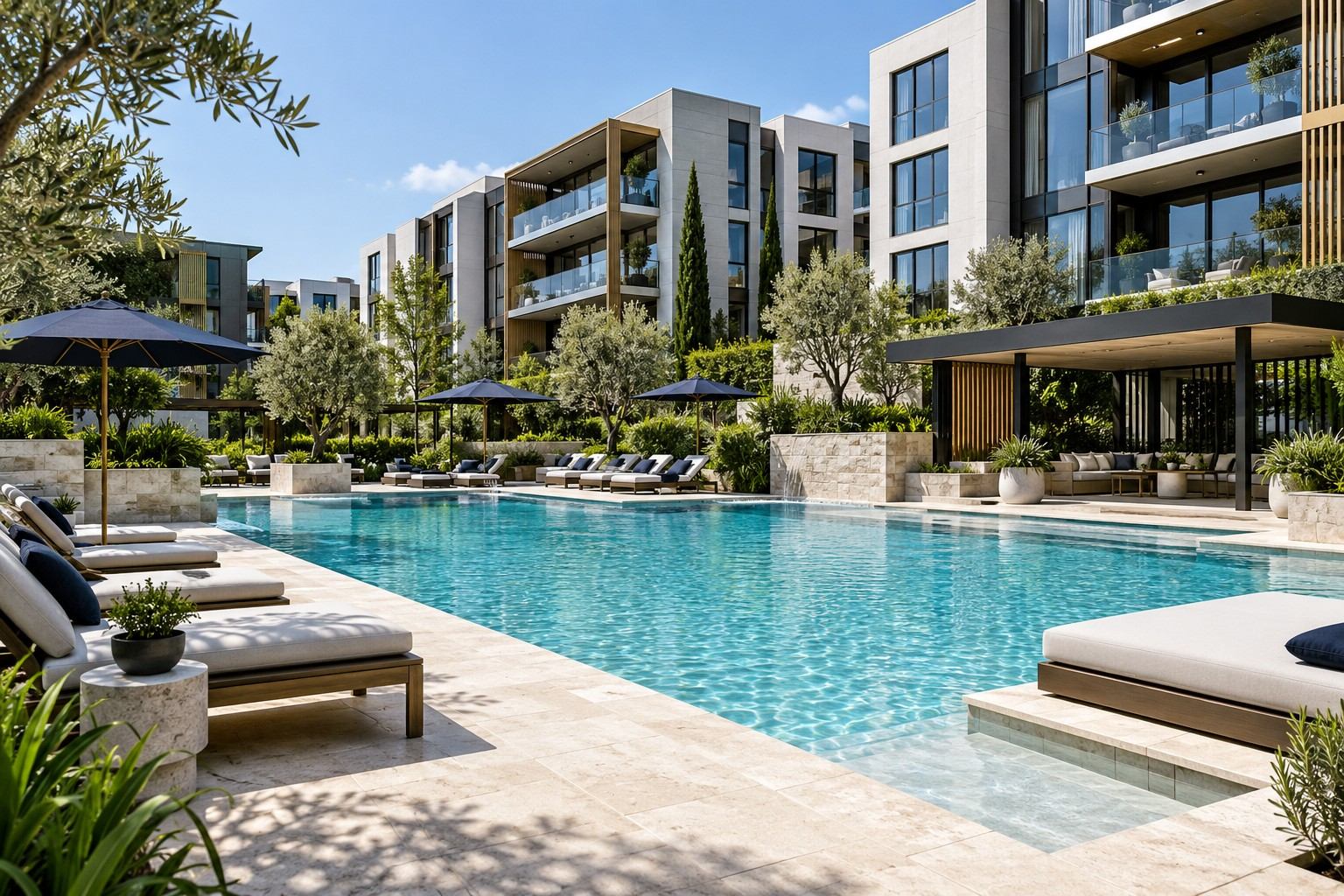 Piscine commune — rendu conceptuel Greb & Co Real Estate