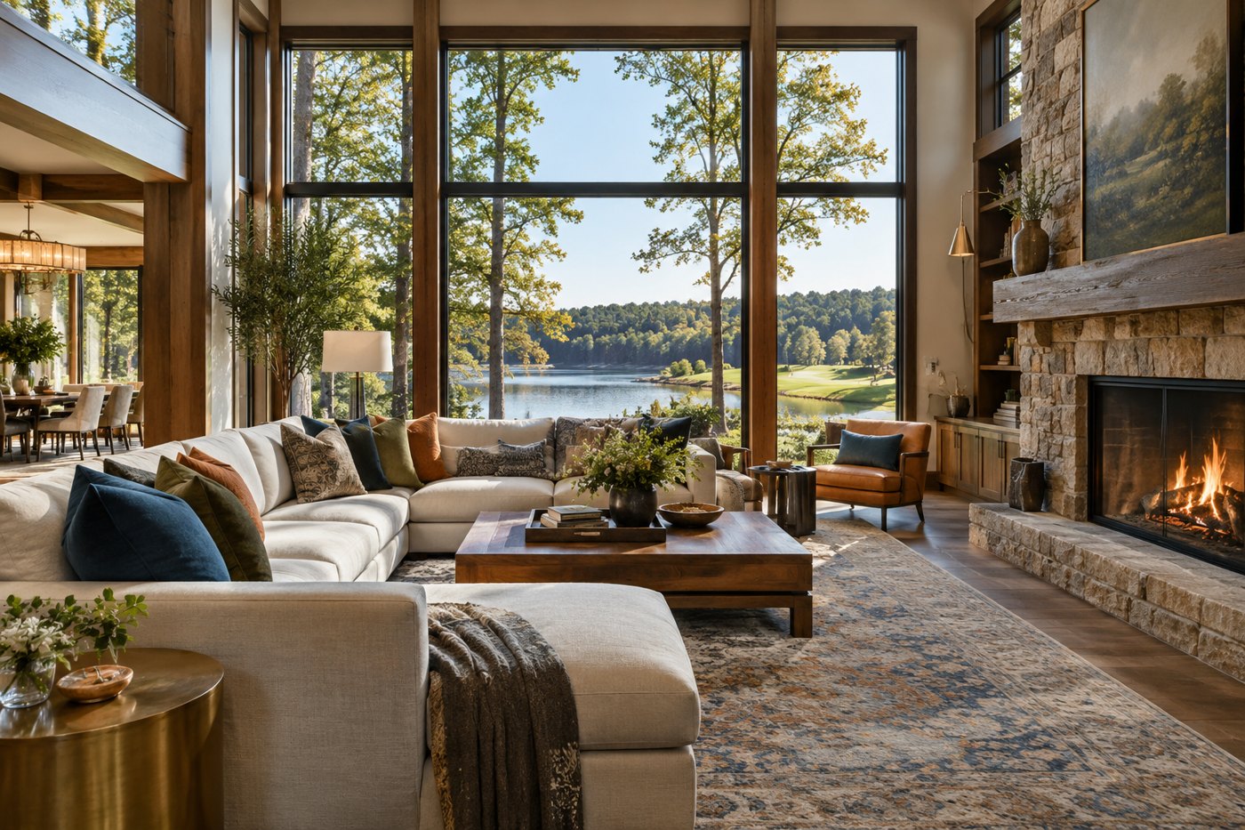 Concept Providence Valley Estate : Salon familial et hautes fenêtres